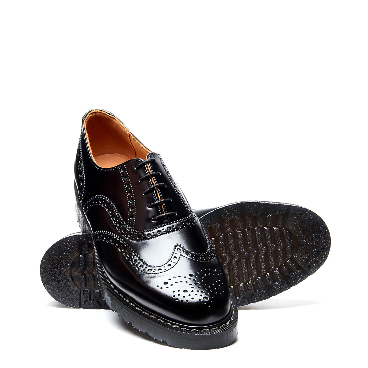 Black Hi-Shine English Brogue Shoe
