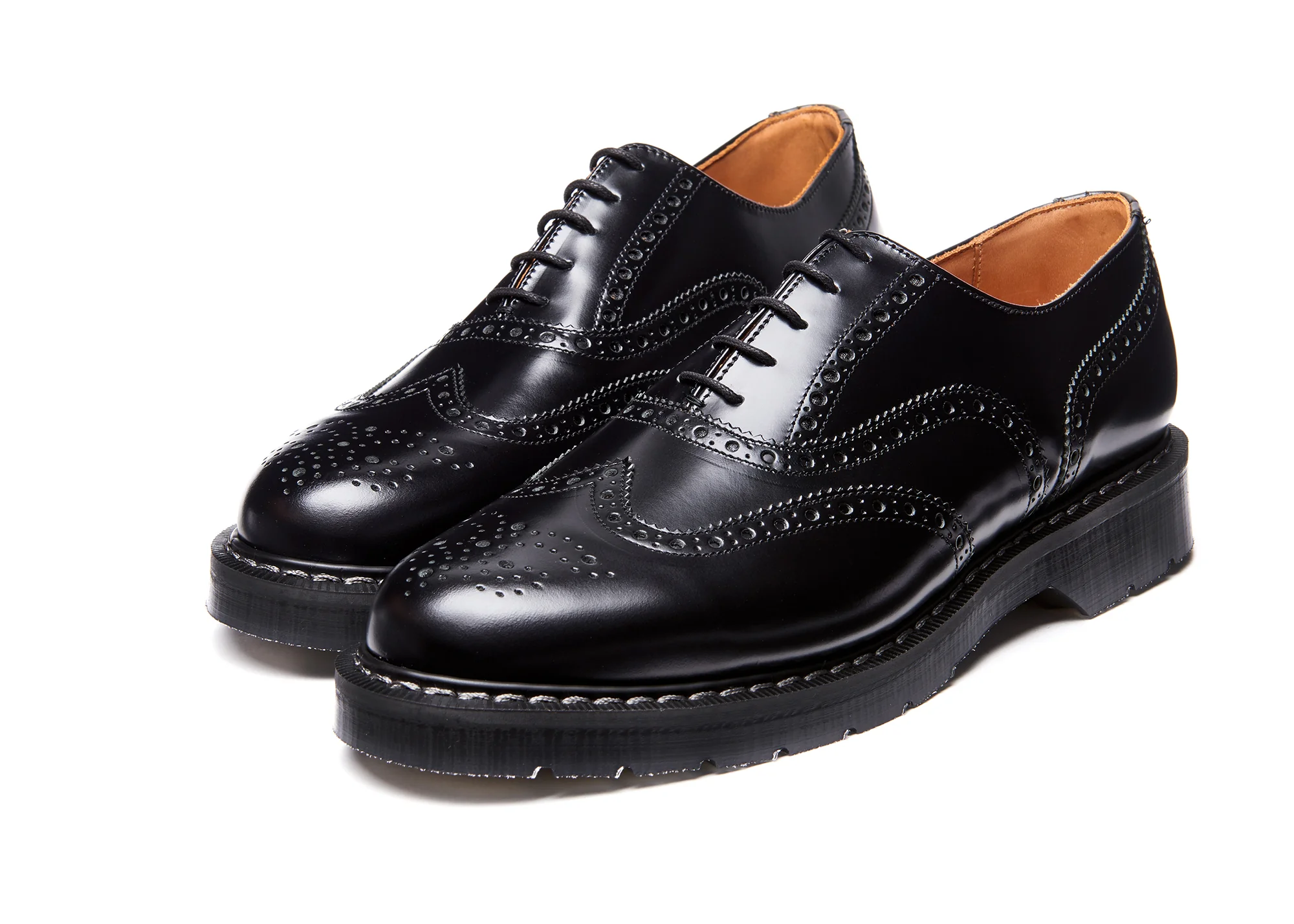 Black Hi-Shine English Brogue Shoe