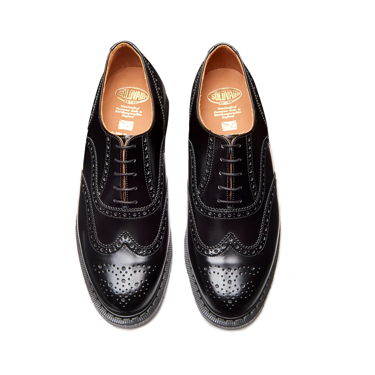 Black Hi-Shine English Brogue Shoe