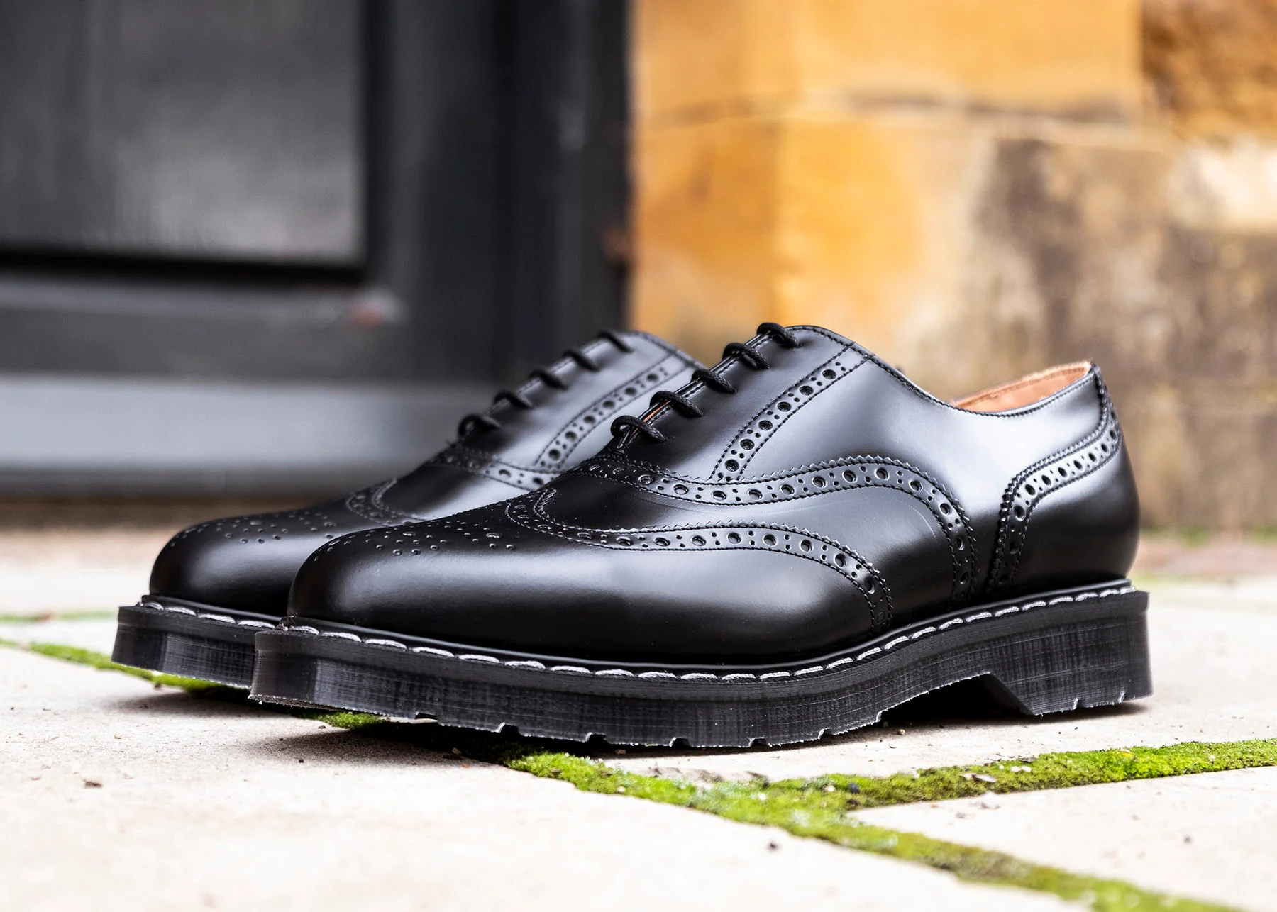 Black Hi-Shine English Brogue Shoe