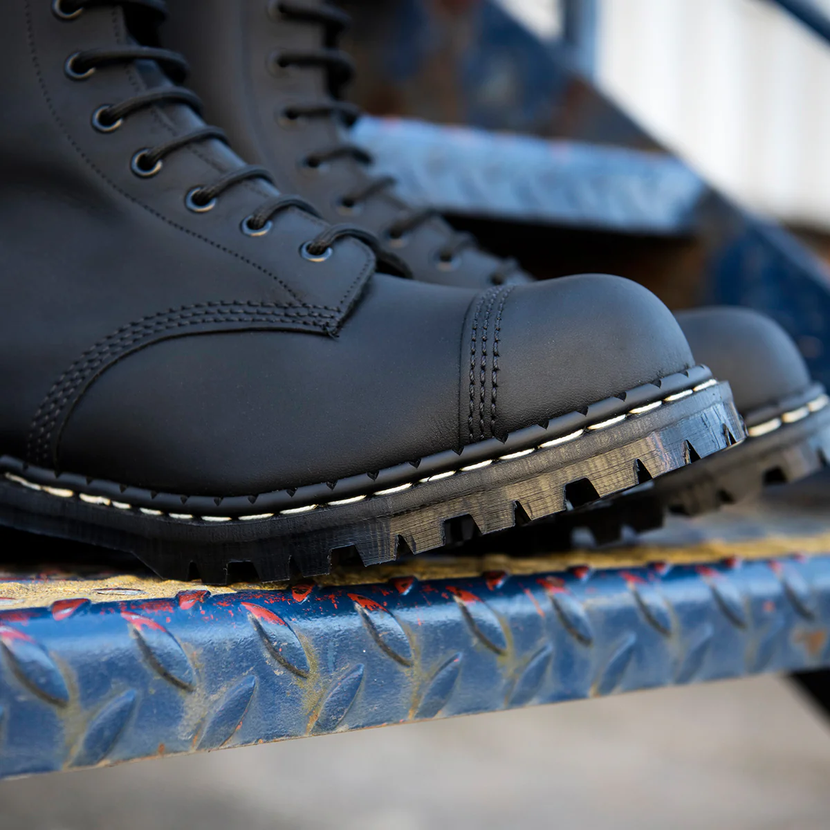 1930-black-greasy-10-eye-steel-toe-capped-derby-boot-5.webp Black Greasy 10 Eye Steel Toe Capped Derby Boot