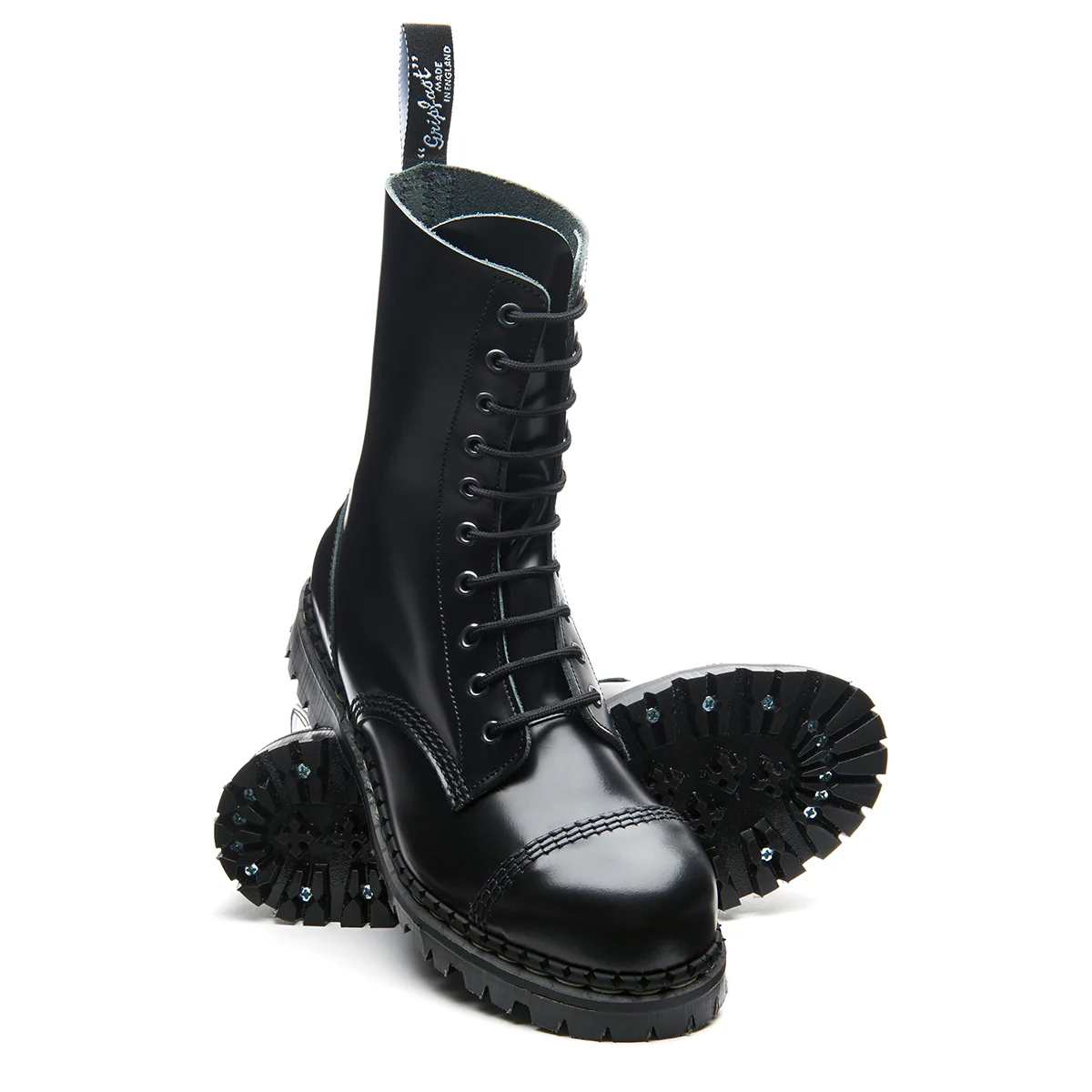 Black Hi-Shine 10 Eye Steel Toe Capped Derby Boot