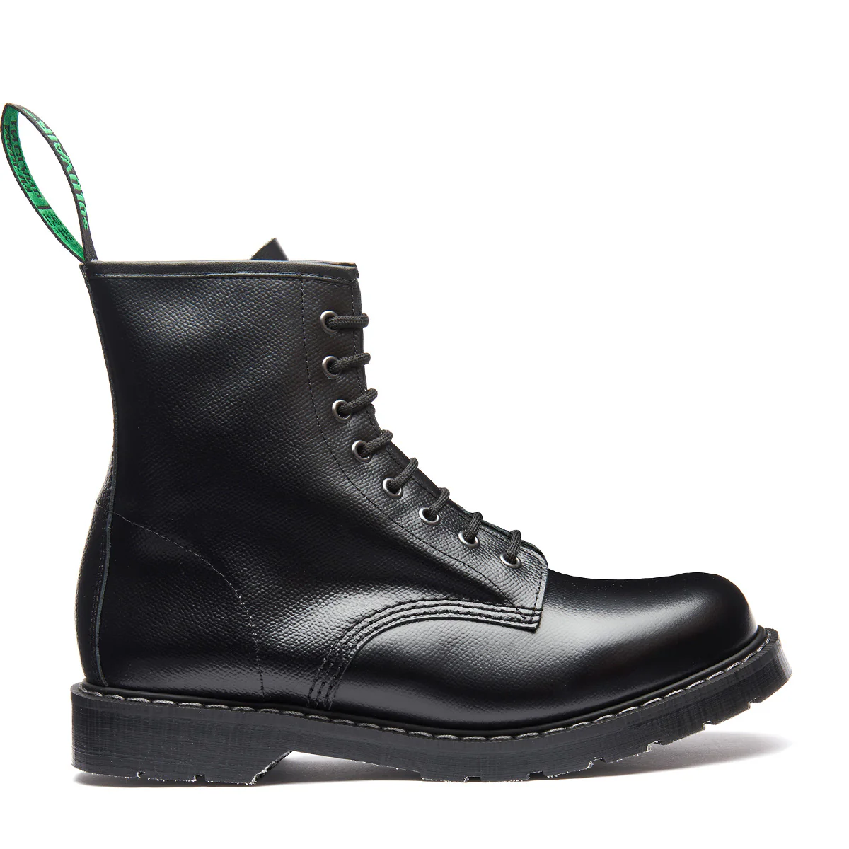 Black Hi-Shine Grain 8 Eye Derby Boot