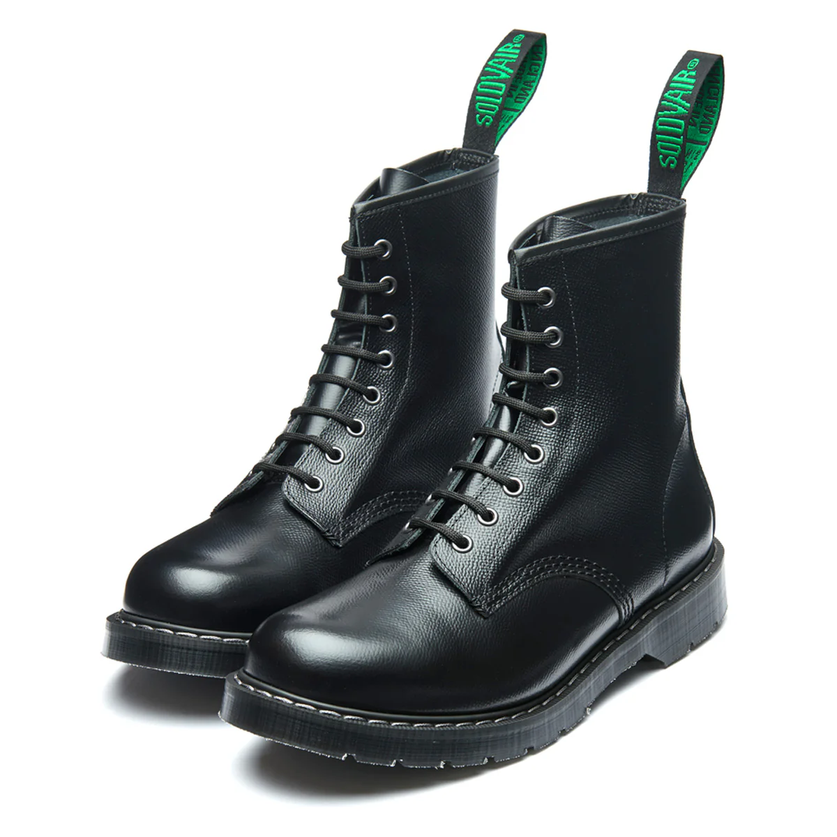 Black Hi-Shine Grain 8 Eye Derby Boot