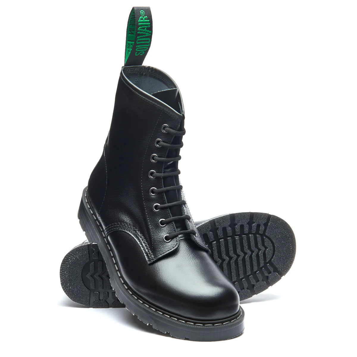 Black Hi-Shine Grain 8 Eye Derby Boot