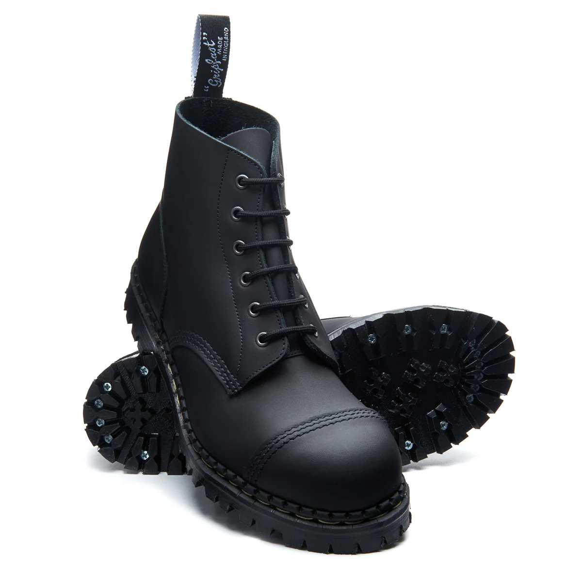 Black Greasy 6 Eye Steel Toe Capped Derby Boot