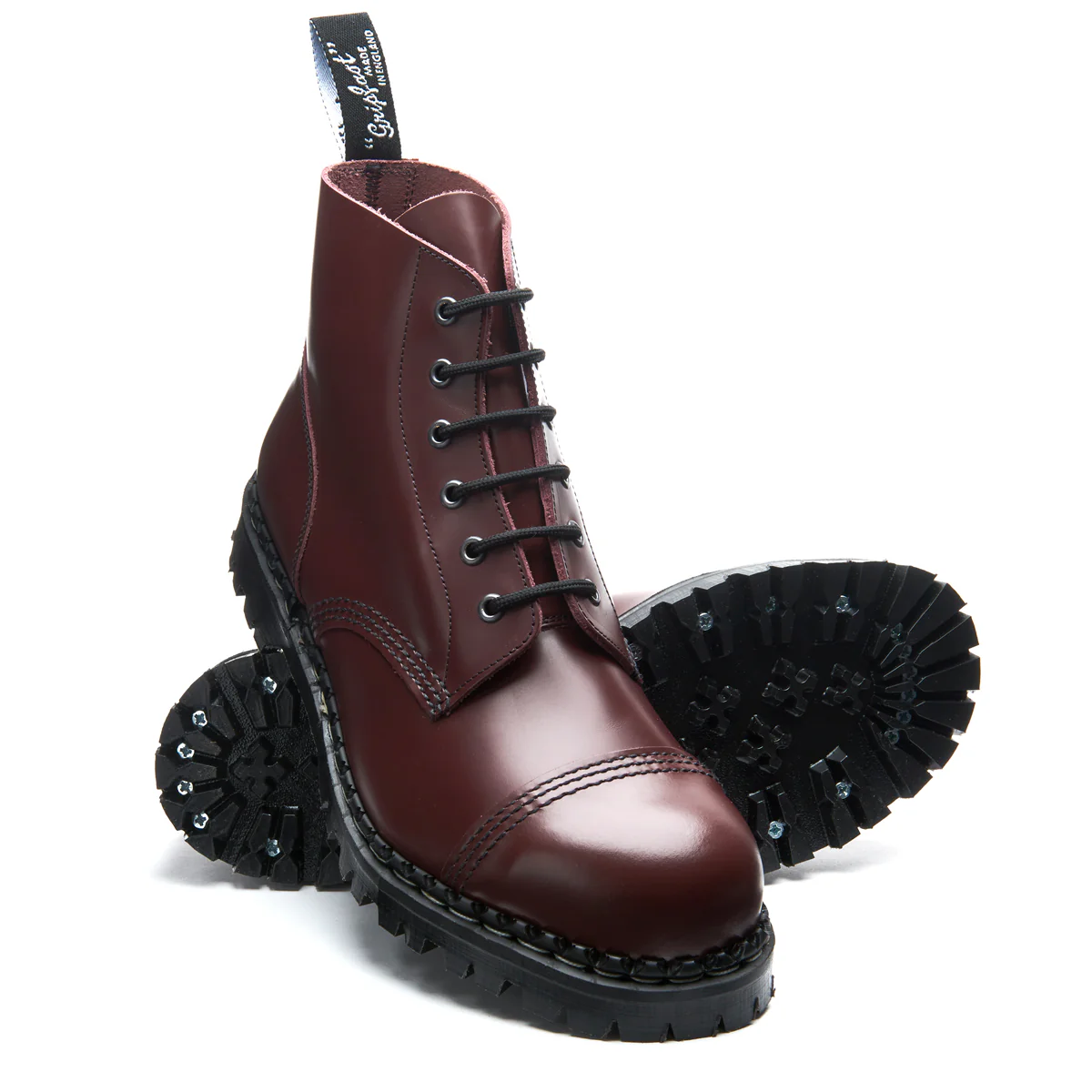 Oxblood Hi-Shine 6 Eye Steel Toe Capped Derby Boot