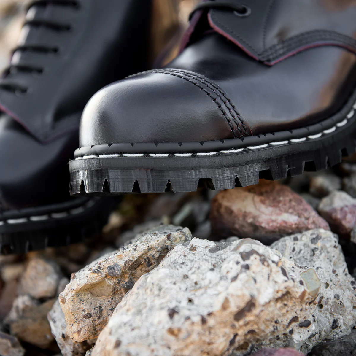 Burgundy Rub-Off 6 Eye Steel Toe Capped Derby Boot