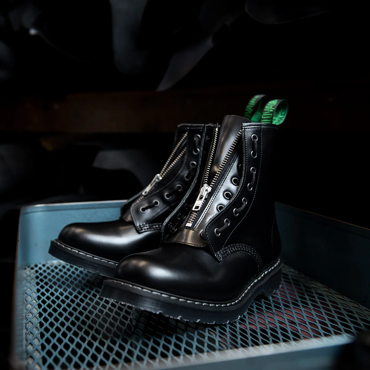 2719-black-hi-shine-8-eye-derby-boot-zip-guard-1.webp Black Hi-Shine 8 Eye Derby Boot & Zip Guard
