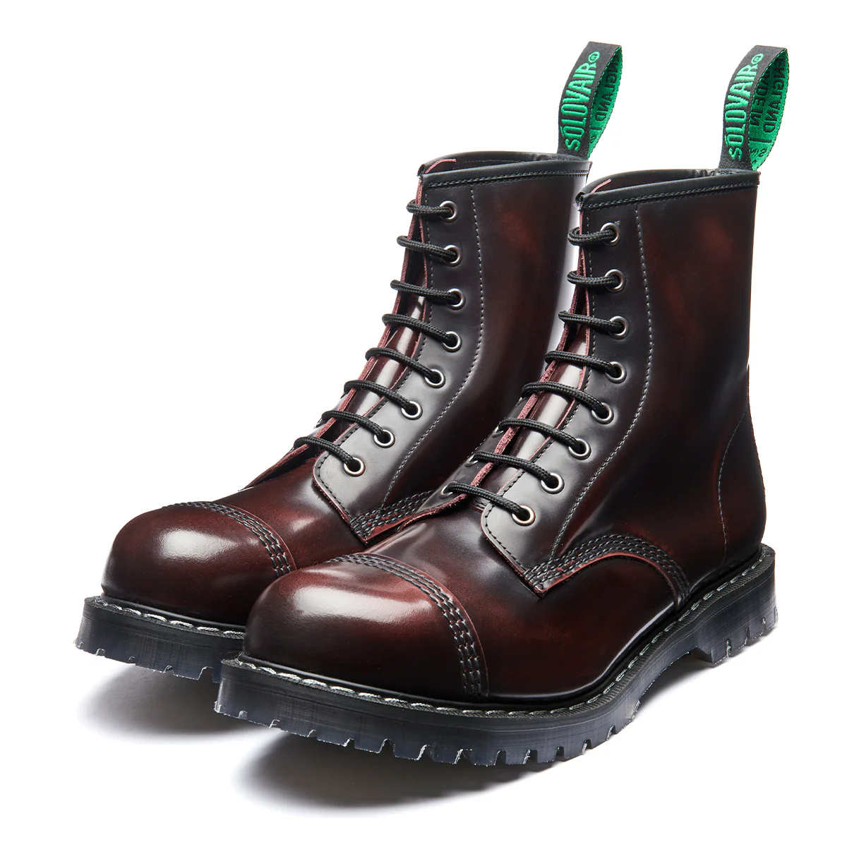 Burgundy Rub-Off 8 Eye Steel Toe Derby Boot