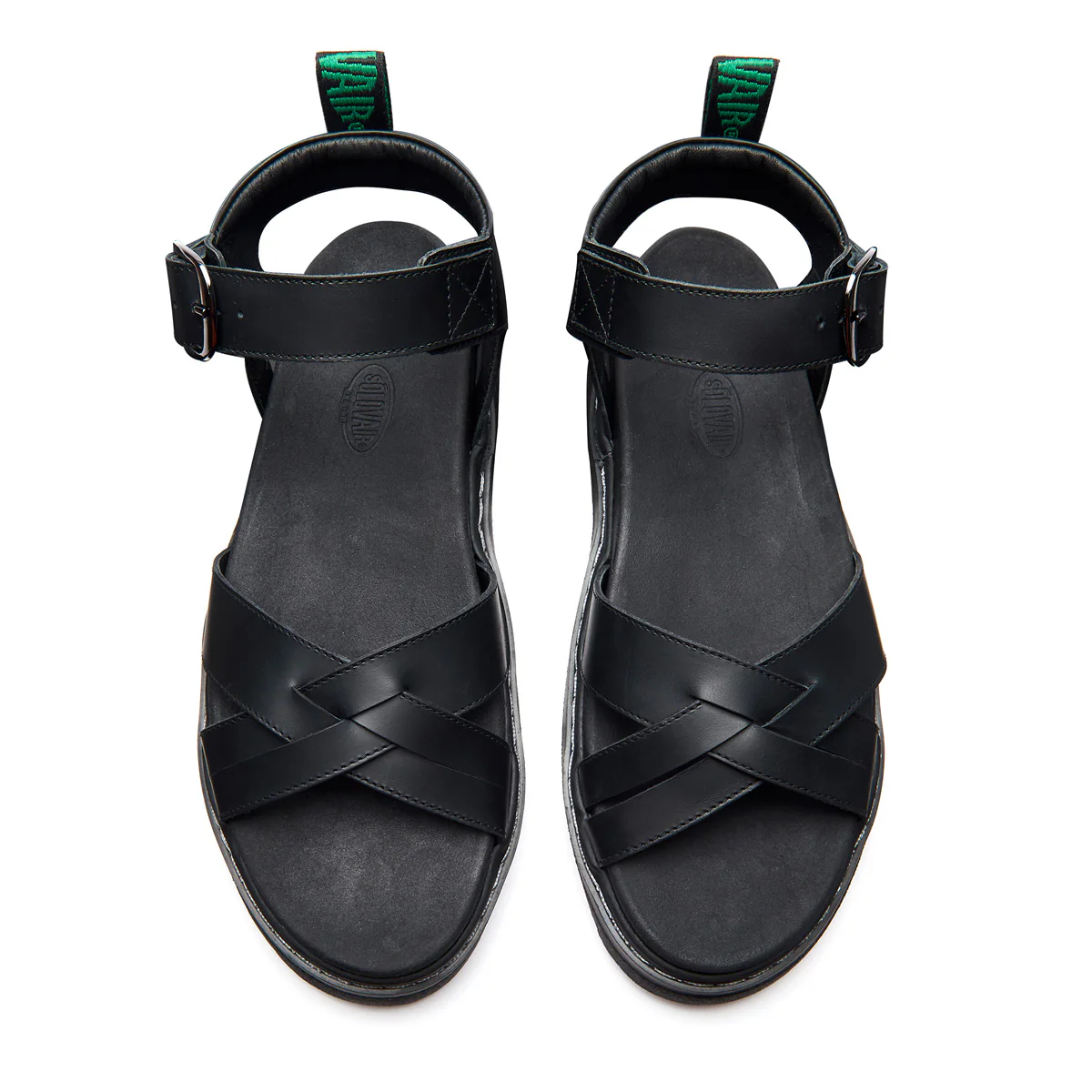 Ashby - Black Greasy One Strap Crossover Sandal