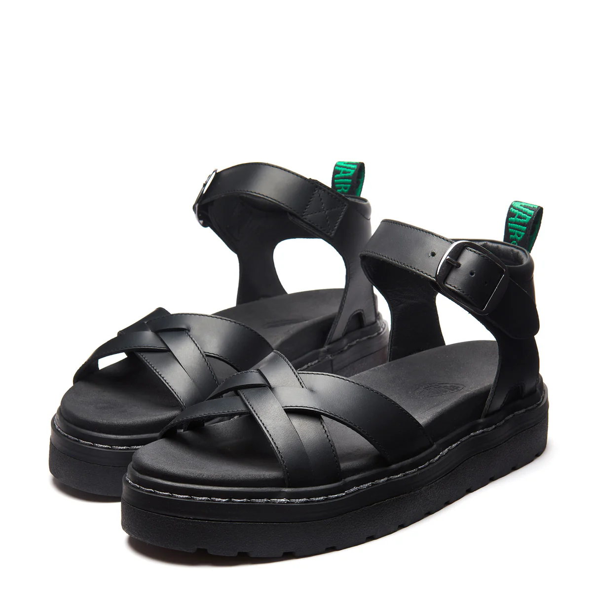 Ashby - Black Greasy One Strap Crossover Sandal