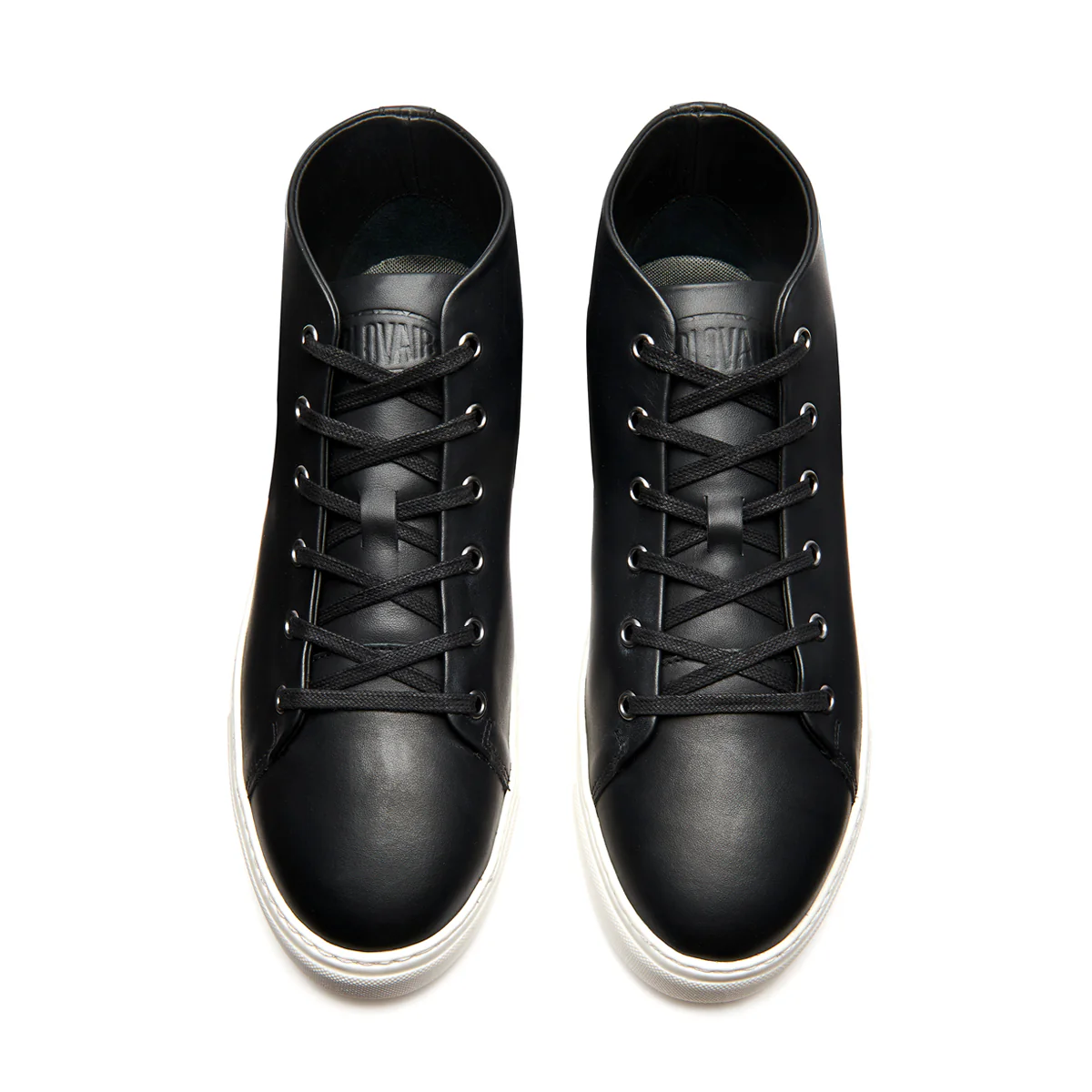 Black Calf High Top Sneaker (White Sole)