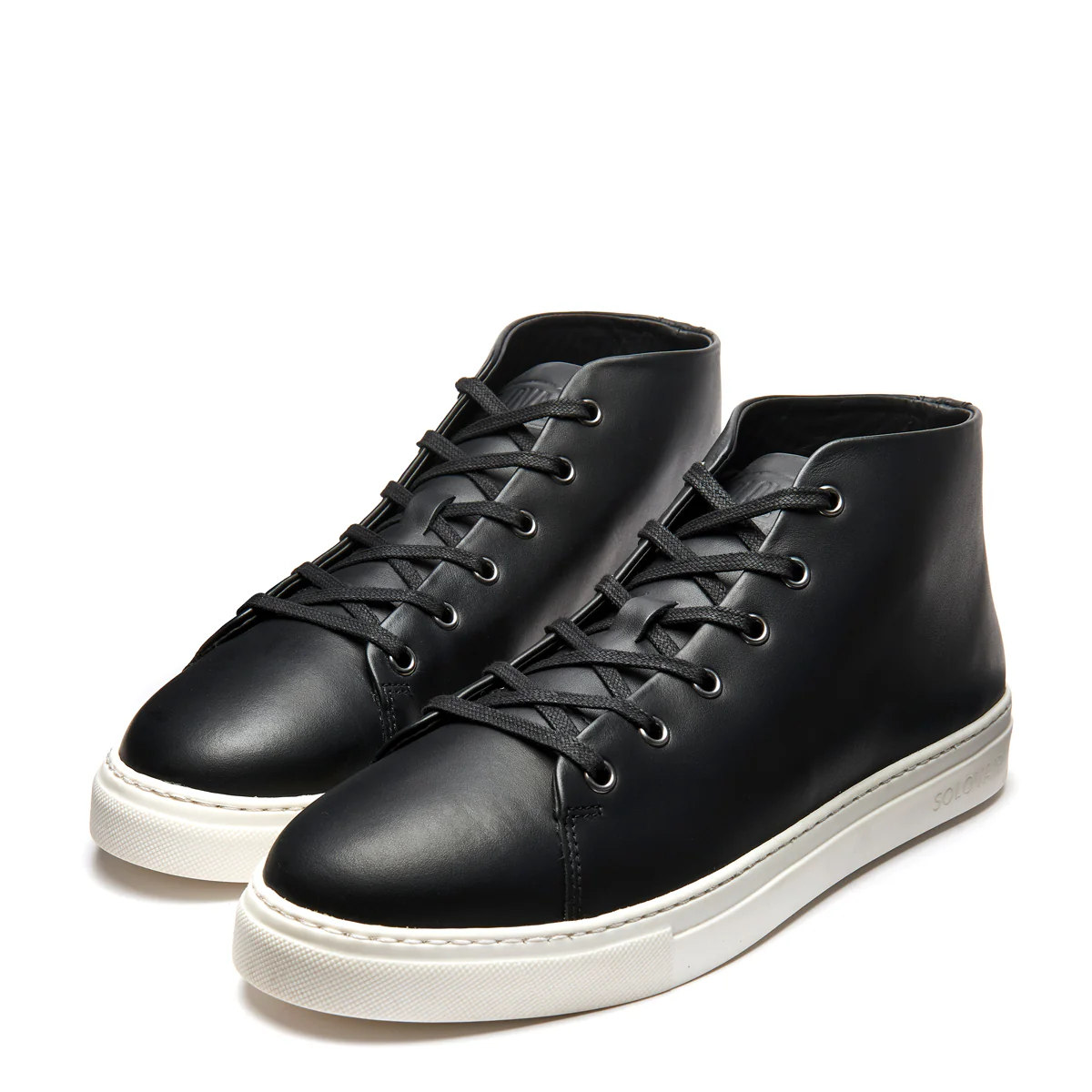 Black Calf High Top Sneaker (White Sole)