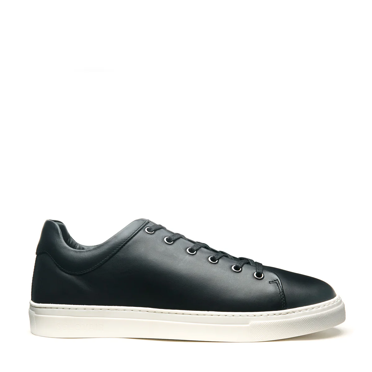 Black Calf Sneaker (White Sole)