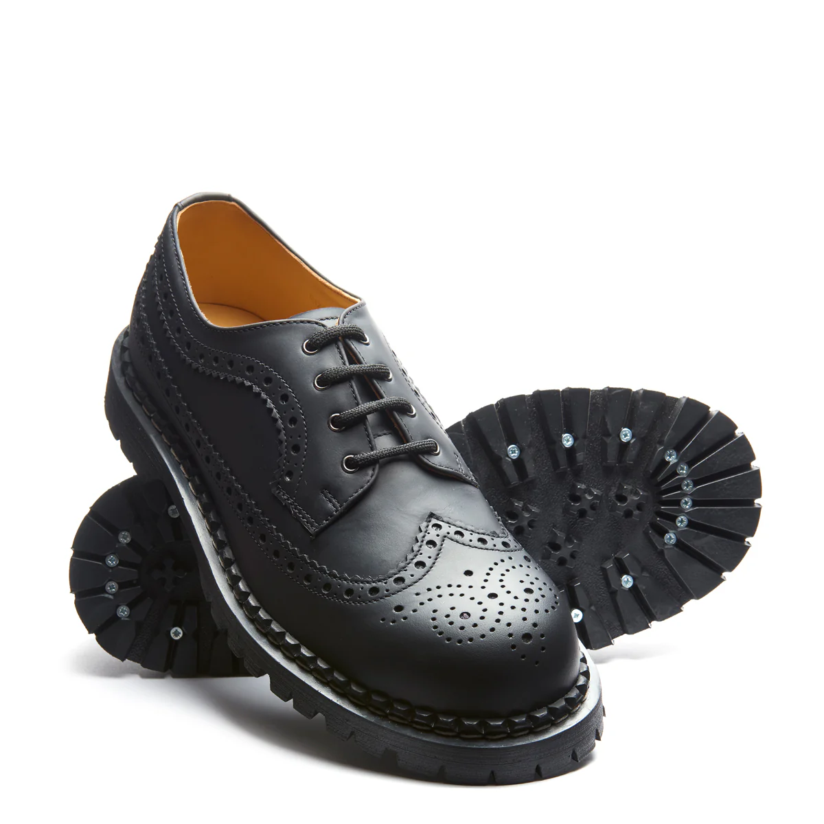 Black Greasy 4 Eye Steel Toe American Derby Brogue Shoe