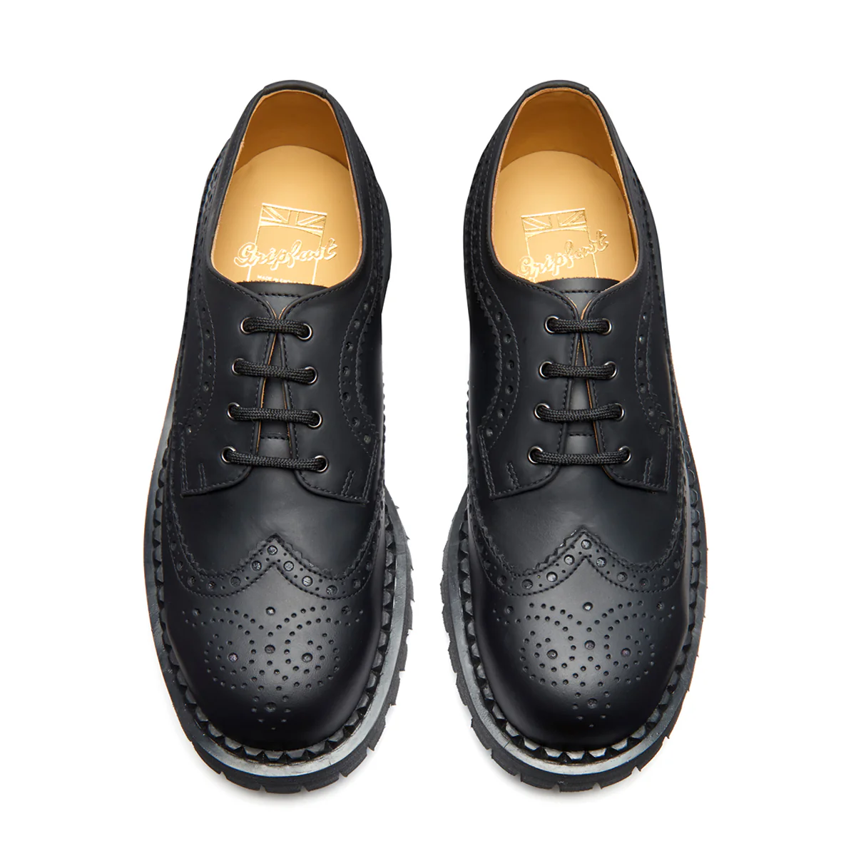 Black Greasy 4 Eye Steel Toe American Derby Brogue Shoe