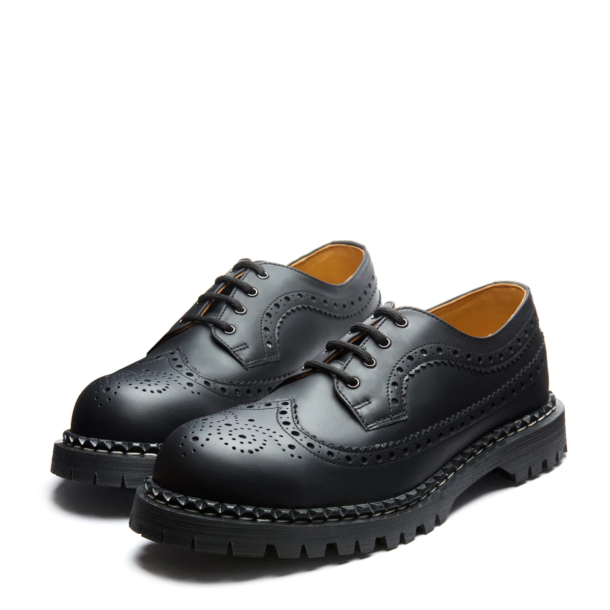 Black Greasy 4 Eye Steel Toe American Derby Brogue Shoe