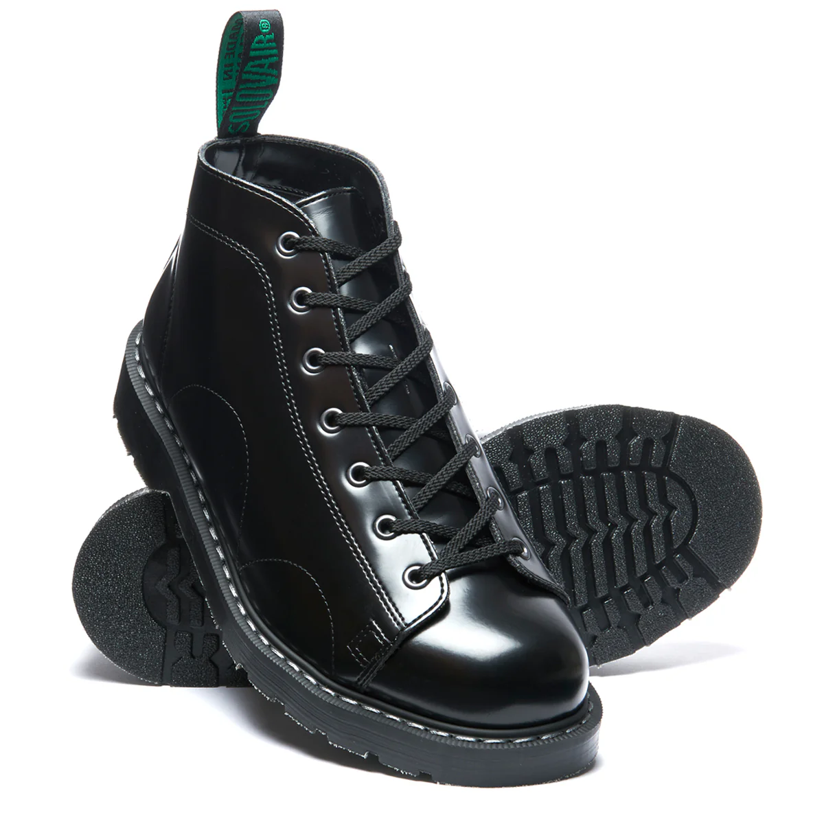 Black Vegan Hi-Shine 7 Eye Monkey Boot