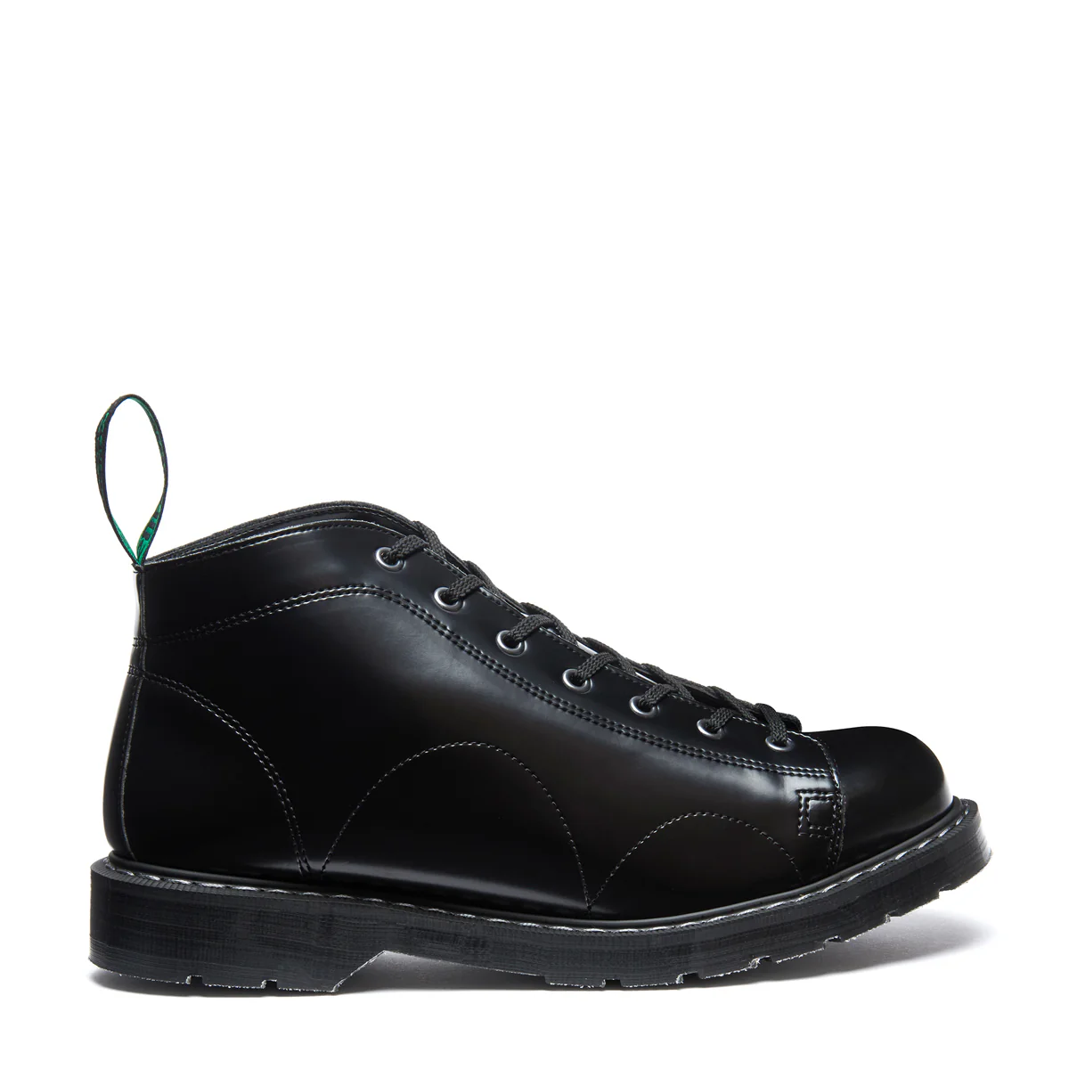 Black Vegan Hi-Shine 7 Eye Monkey Boot