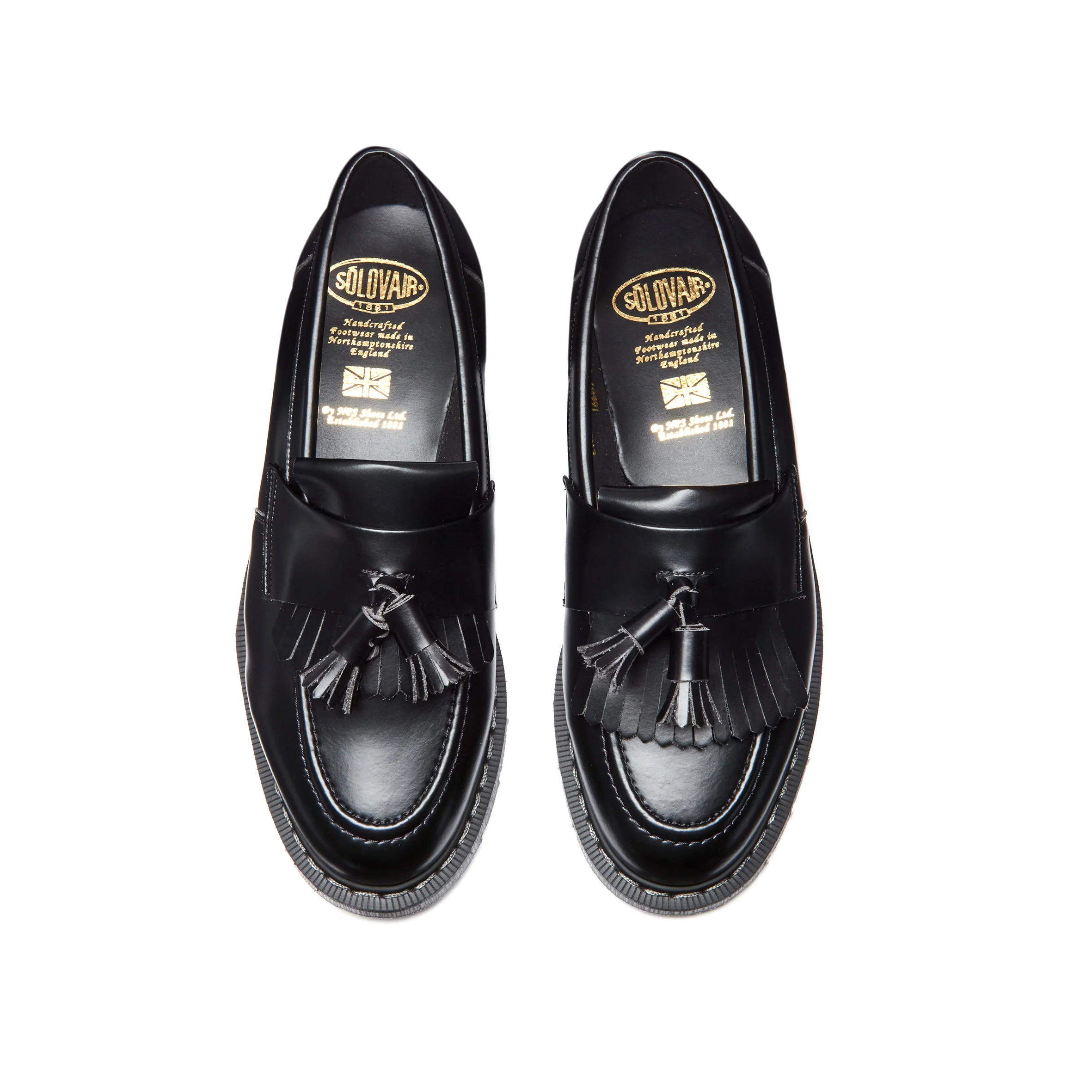 Black Vegan Hi-Shine Tassel Loafer
