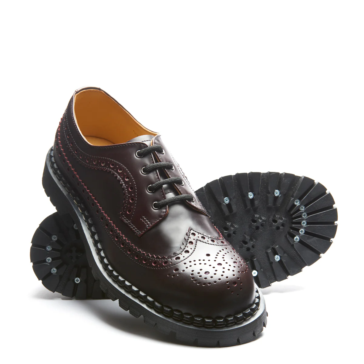 Burgundy Rub-Off 4 Eye Steel Toe American Derby Brogue Shoe