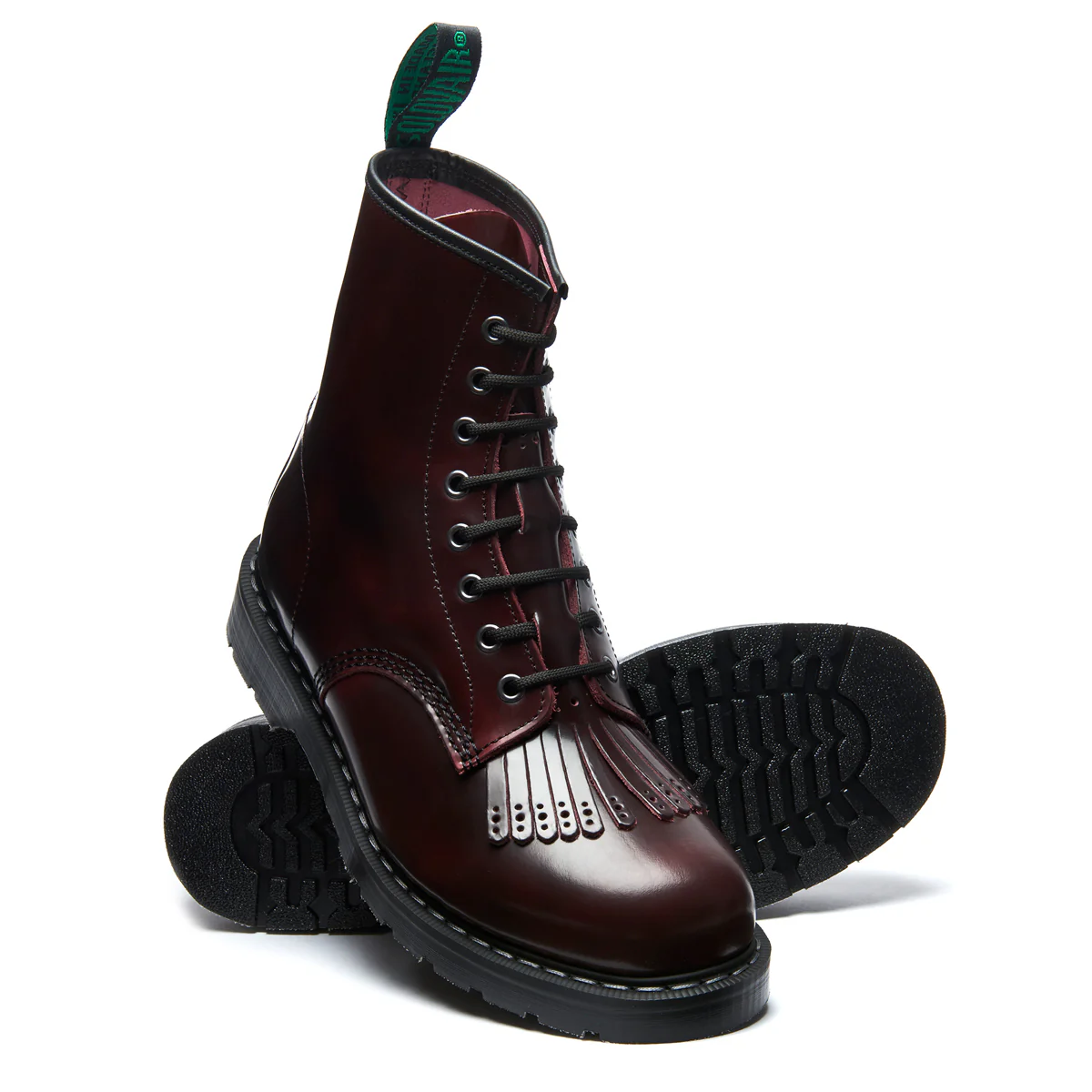 Burgundy Rub-Off 8 Eye Derby Boot & Brogue Kiltie